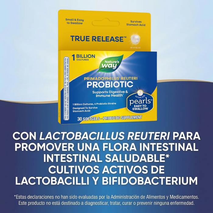 Probiótico Reuteri Perlas Primadophilus® (30 softgels) , Nature's Way