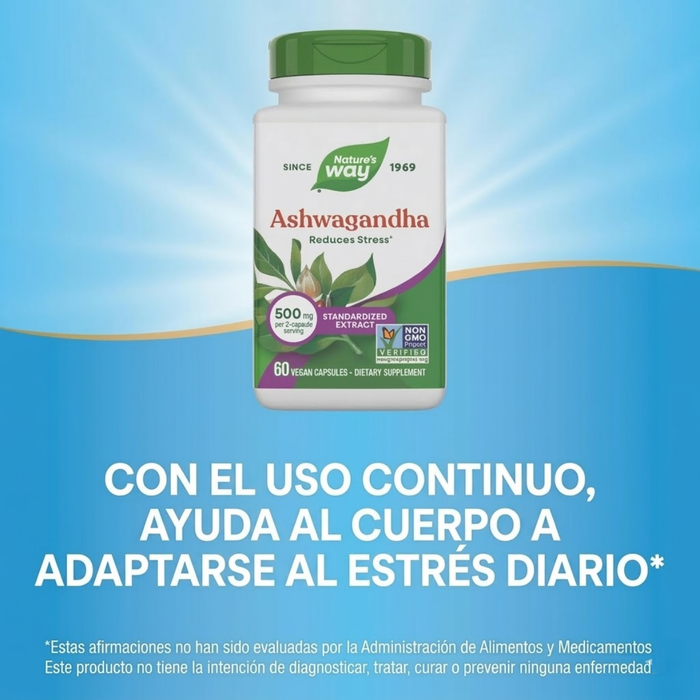 Ashwagandha, ayuda contra el estrés 500 mg (60 veg caps), Nature's Way