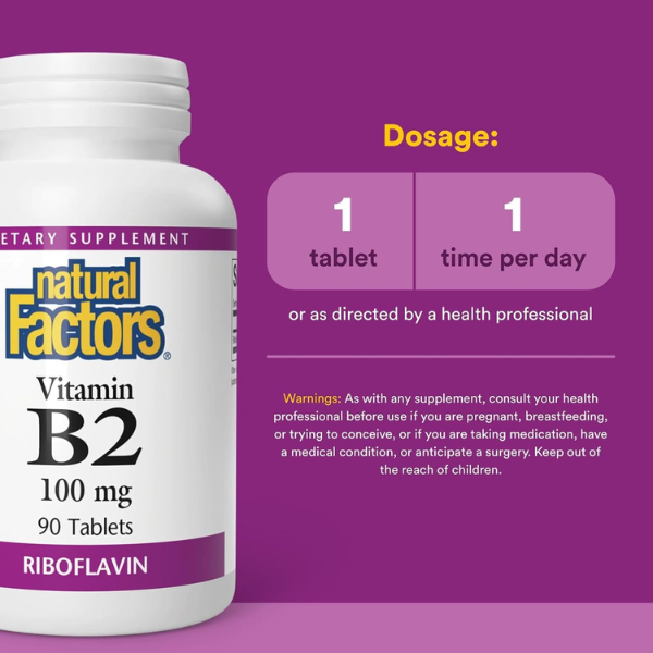 B2 Riboflavina 100 mg (90 tabs), Natural Factors