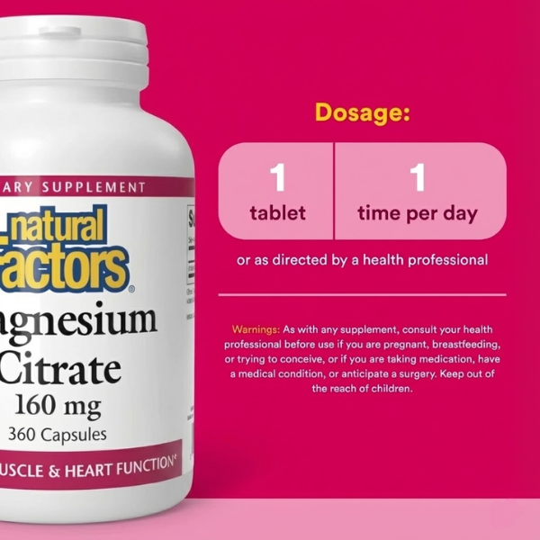 Citrato de Magnesio 150 mg (360 caps), Natural Factors