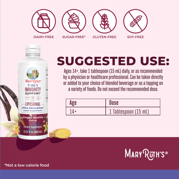 Inmunidad 7 en 1 Liposomal (15.22 fl oz/450ml), Mary Ruth´s