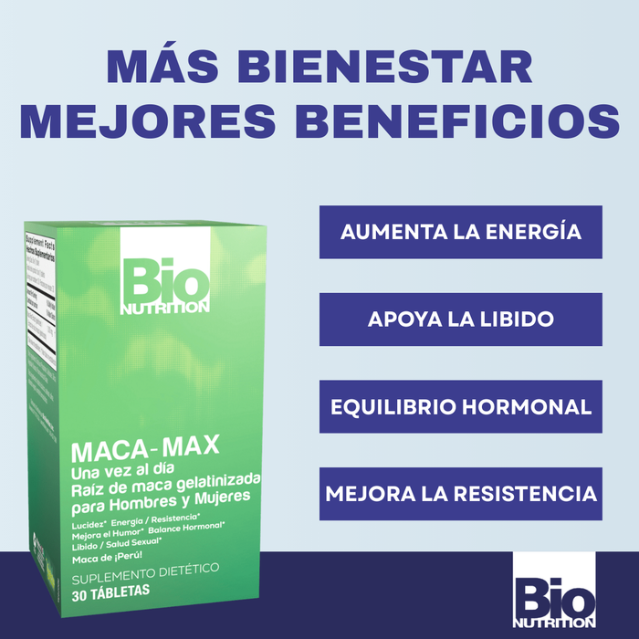 Maca Max Gelatinizada (30 tabs), Bio Nutrition