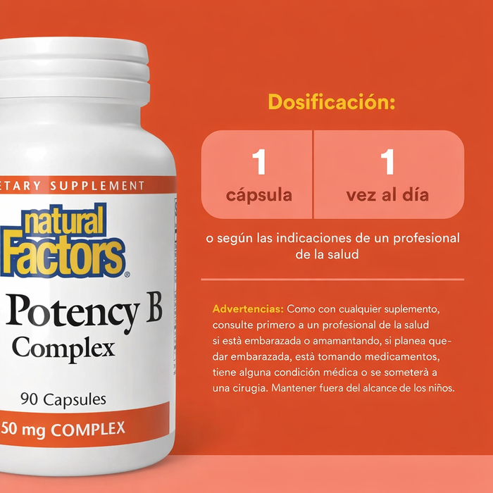 Complejo B de Alta Potencia 50 mg (90 caps), Natural Factors