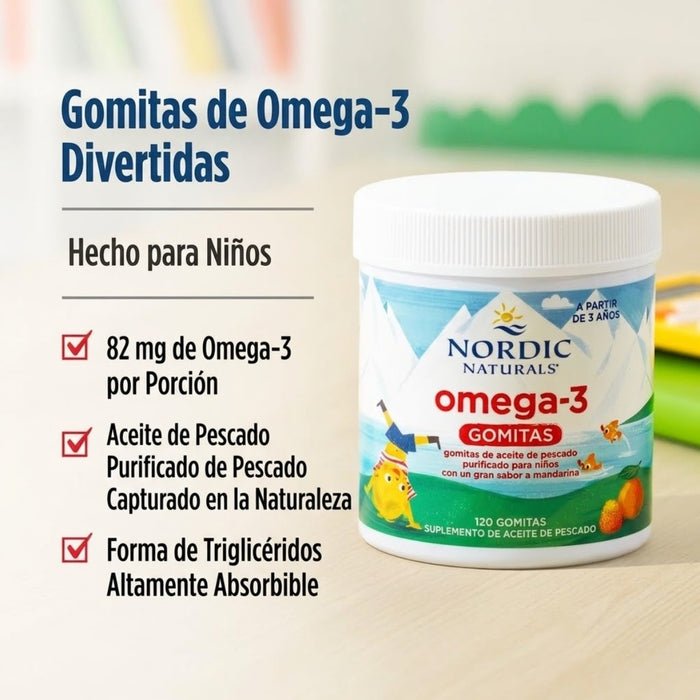 Omega-3 82 mg Sabor Mandarina (60 gomitas), Nordic Naturals