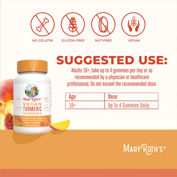 Curcuma Sabor Tropical (120 gomitas), Mary Ruth´s