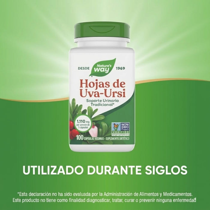 Salud Tracto Urinario, Hoja de Uva Ursi 1110 mg (100 veg caps), Nature's Way