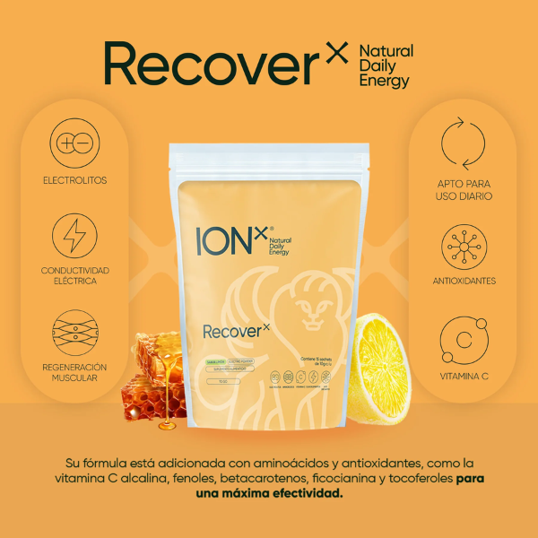Electrolitos Recover To Go Sabor Limón y Miel (150 g), ION X
