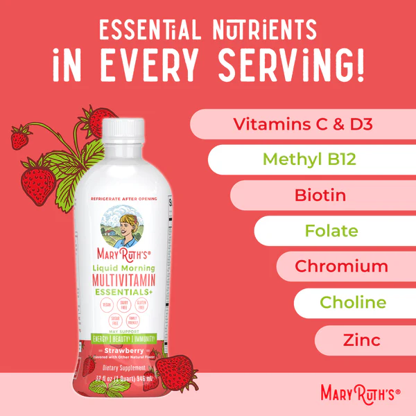 Multivitaminico Matutino Sabor Fresa (32 fl oz /946ml), Mary Ruth´s