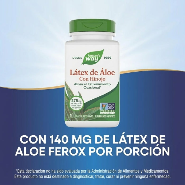Latex de Aloe con Hinojo 140 mg (100 veg caps), Nature's Way