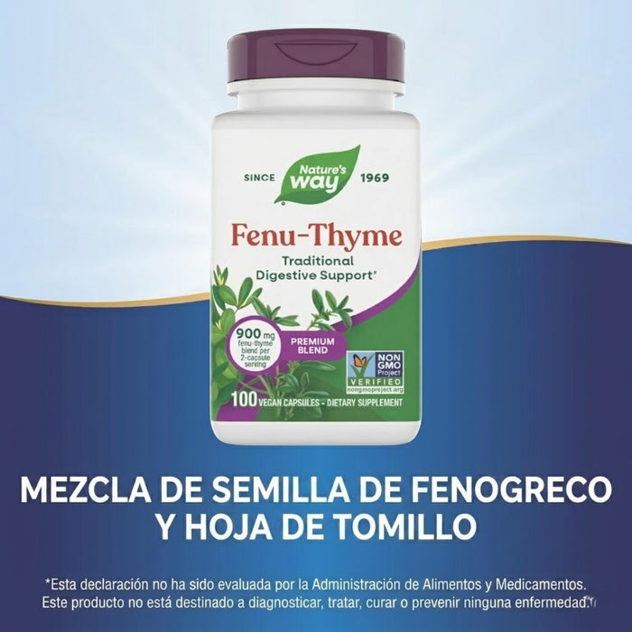 Apoyo Digestivo Fenu-Thyme (100 veg caps), Nature's Way