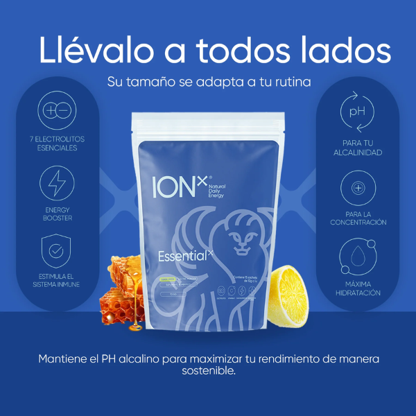 Electrolitos Essential To Go Sabor Limón y Miel (150 g), ION X