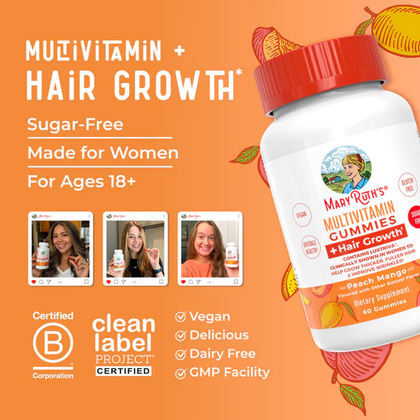 Multivitaminico + Crecimiento del Cabello (60 gomitas), Mary Ruth's