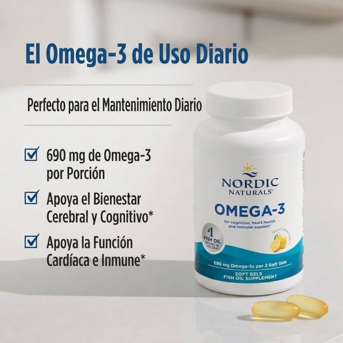 Omega-3 690 mg Sabor Limón (120 softgels), Nordic Naturals