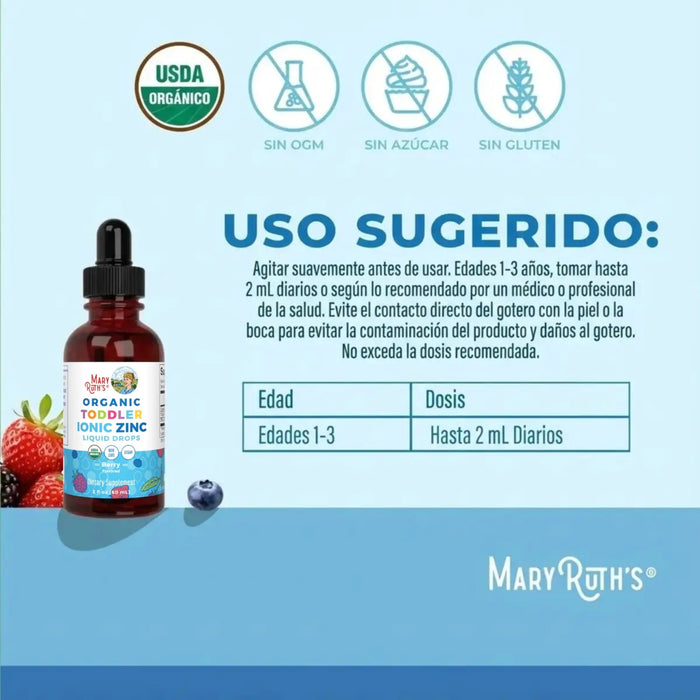 Organic Ionic Zinc Toddler Liquid Drops 2oz (60ml) Mary Ruth