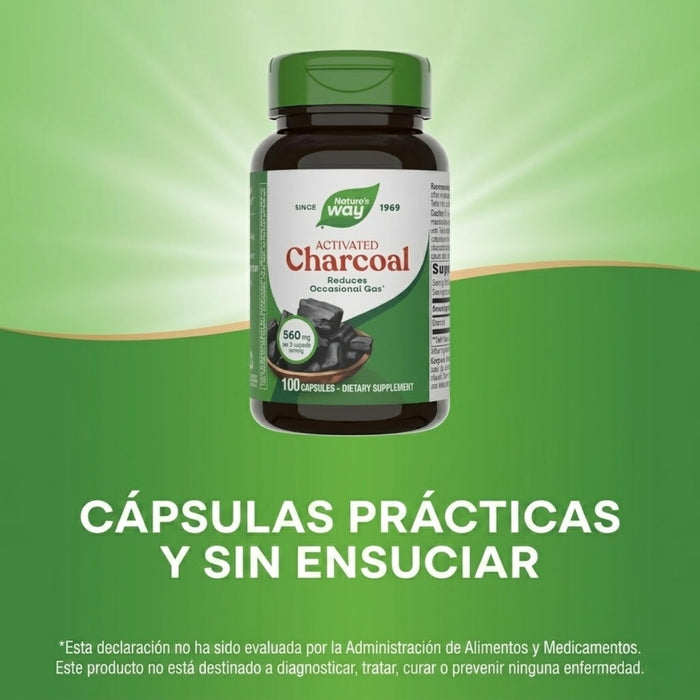 Carbón Activado Vegetal 560 mg (100 caps), Nature's Way