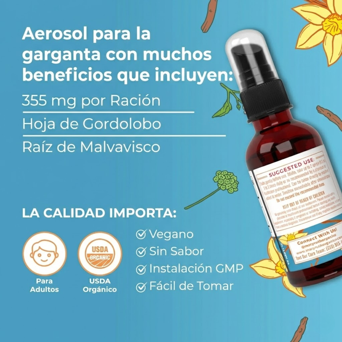 Spray para Garganta Orgánico Sabor Vainilla (1 fl oz 30 ml), MaryRuth's