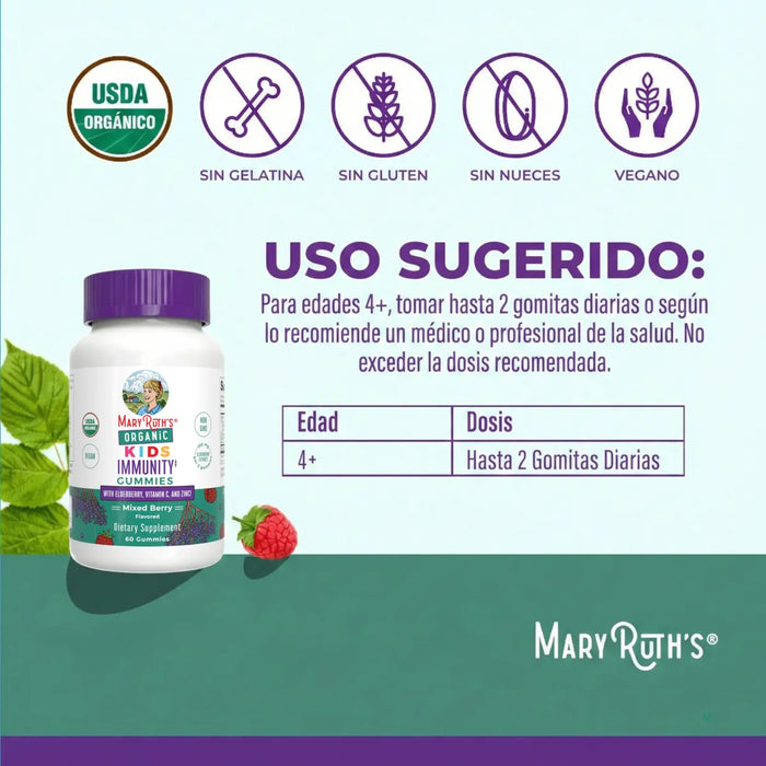 Organic Children's Immunity Gummies 60 Gummies Mary Ruth