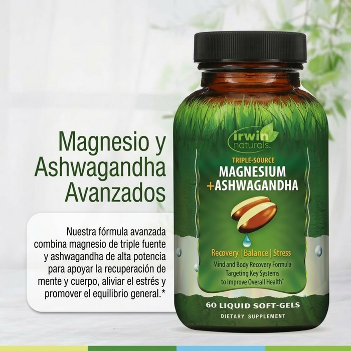 Magnesio + Ashwagandha (60 softgels), Irwin Naturals