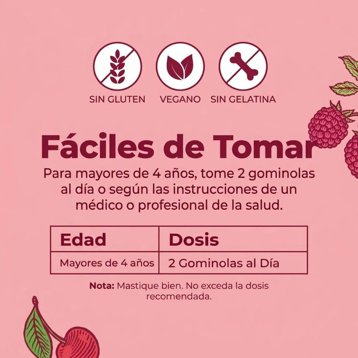 2X1 Multivitamínico Orgánico + Postbioticos para Niños sabor Fresa (60 gomitas), MaryRuth's