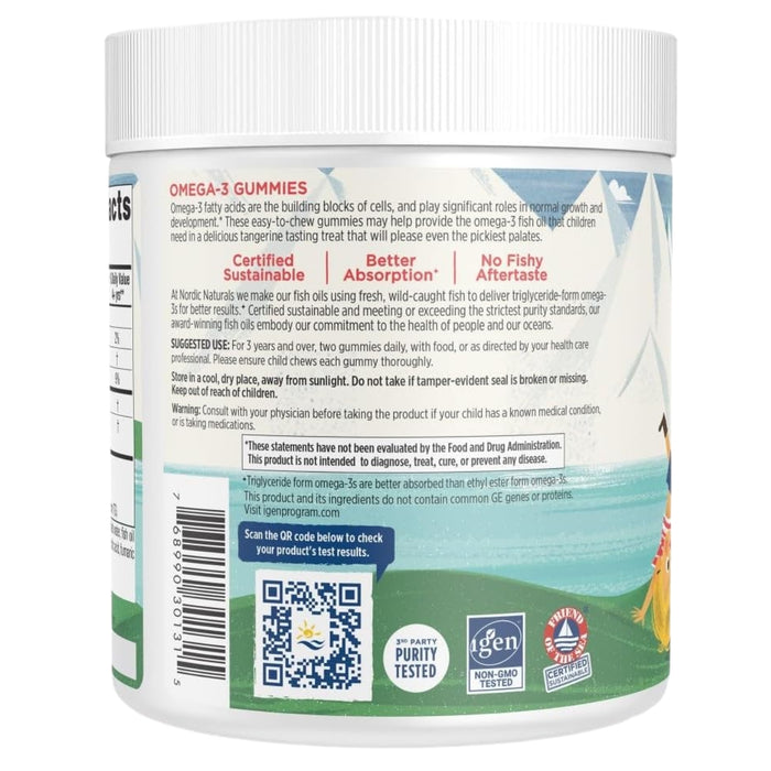 Omega-3 para Niños 82 mg Sabor Mandarina (120 Gomitas), Nordic Naturals
