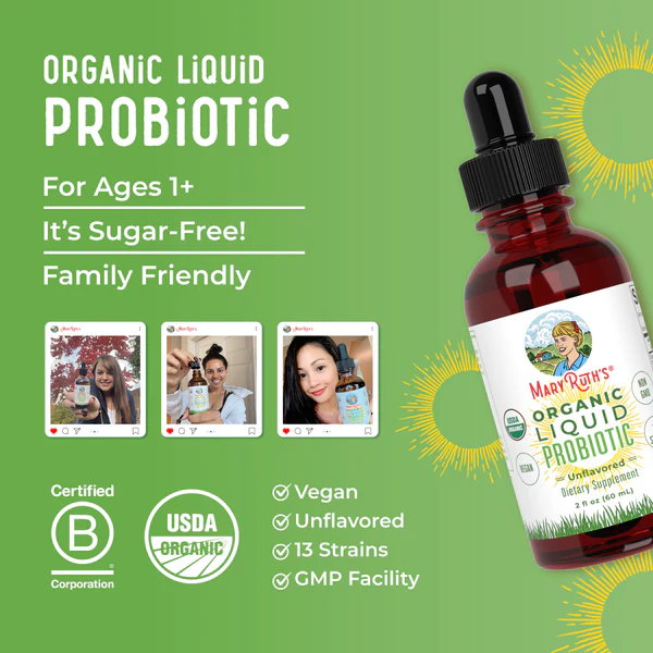 Probiotico Organico, Liquido (2 fl oz/60ml), Mary Ruth´s