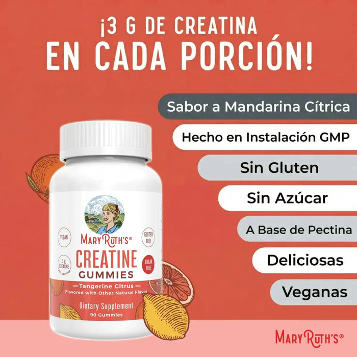 2X1 Creatina Monohidratada Sabor Cítrico (90 gomitas), MaryRuth's