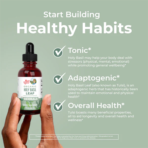 Hoja de Albahaca Sagrada Orgánica, Liquido (1 fl oz/30ml), Mary Ruth´s