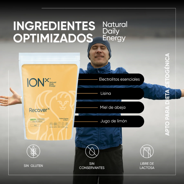 Electrolitos Recover To Go Sabor Limón y Miel (150 g), ION X