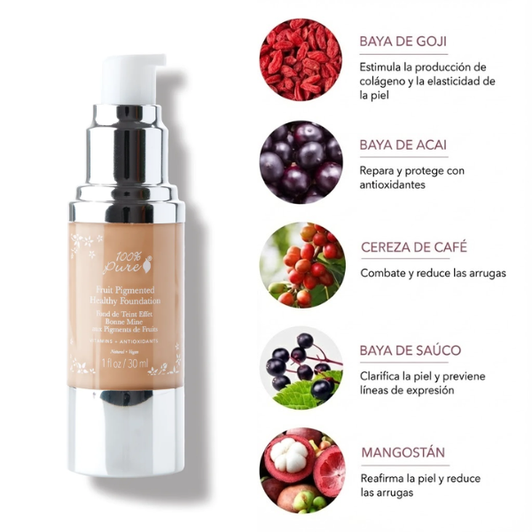 Base de Maquillaje Fruit Pigmented® Peach Bisque (1 fl oz 30 ml), 100% Pure