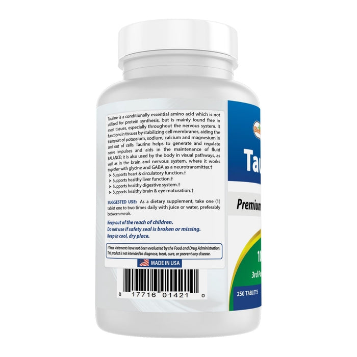 Taurina 1000 mg (250 tabs), Best Naturals