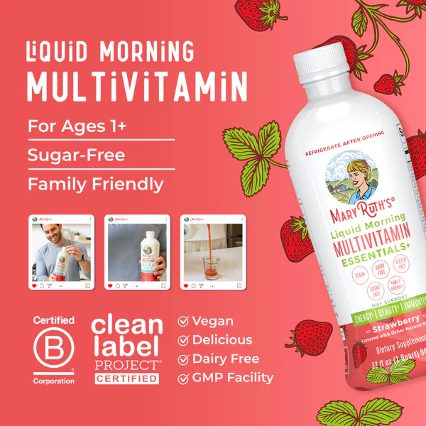 Multivitaminico Matutino Sabor Fresa (32 fl oz /946ml), Mary Ruth´s