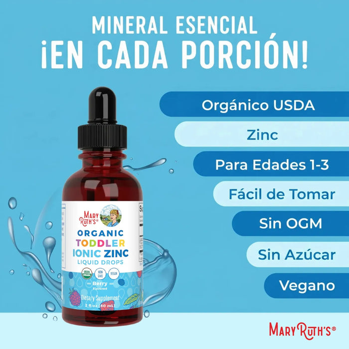 Organic Ionic Zinc Toddler Liquid Drops 2oz (60ml) Mary Ruth