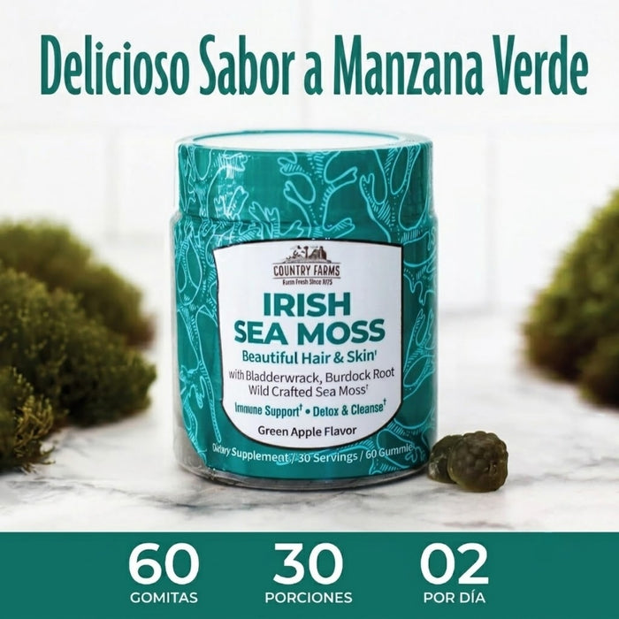 Musgo Marino Irlandés Sabor Manzana Verde Country Farms® (60 gomitas), Windmill