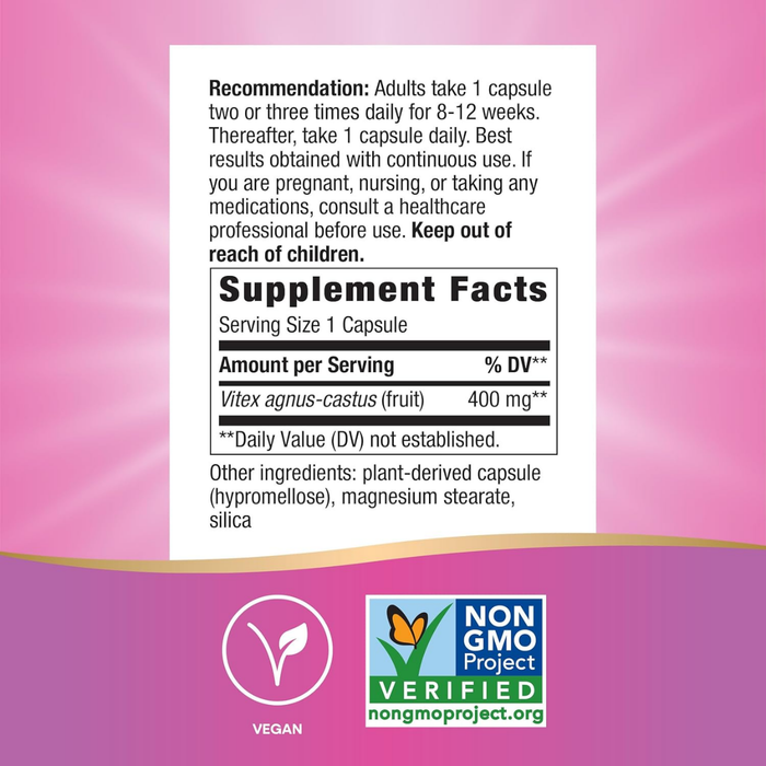Apoyo Menstrual Vitex 400 mg (320 veg caps), Nature's Way