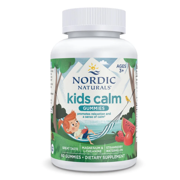 Magnesio para niños, Kids Calm Sabor Fresa-Sandía (60 gomitas), Nordic Naturals