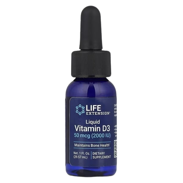 Vitamina D3 50 mcg (2000 IU), Líquida 29.5 ml (1 oz), Life Extension