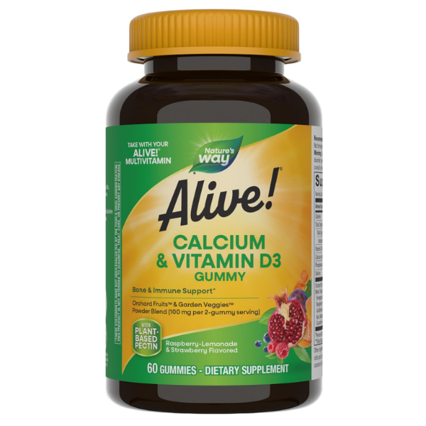 Calcio + Vitamina D3 Alive!® (60 gomitas), Nature's Way
