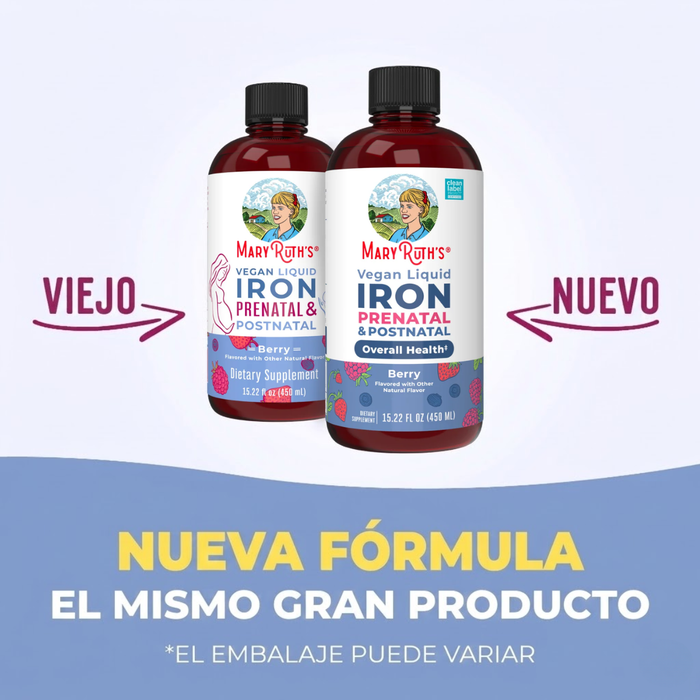 Hierro Prenatal y Posnatal Sabor Frutos Rojos, Liquido 450 ml (15.22 fl oz), Mary Ruth's