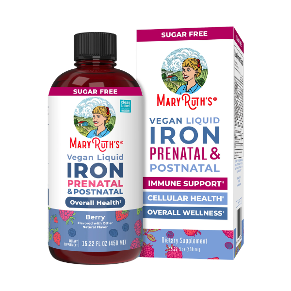Hierro Prenatal y Posnatal Sabor Frutos Rojos, Liquido 450 ml (15.22 fl oz), Mary Ruth's