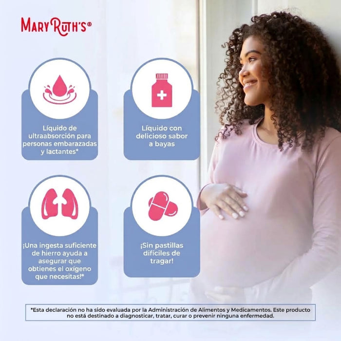 Hierro Prenatal y Posnatal Sabor Frutos Rojos, Liquido 450 ml (15.22 fl oz), Mary Ruth's