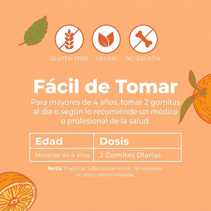 Vitamina C Organica Para Niños Sabor Naranja (60 gomitas), Mary Ruth´s
