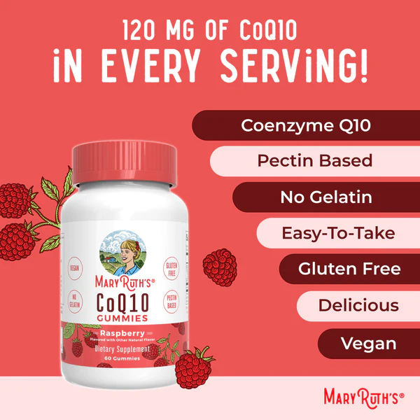 CoQ10 Coenzima sabor Frambuesa (60 gomitas), Mary Ruth´s