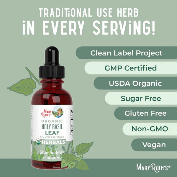 Hoja de Albahaca Sagrada Orgánica, Liquido (1 fl oz/30ml), Mary Ruth´s