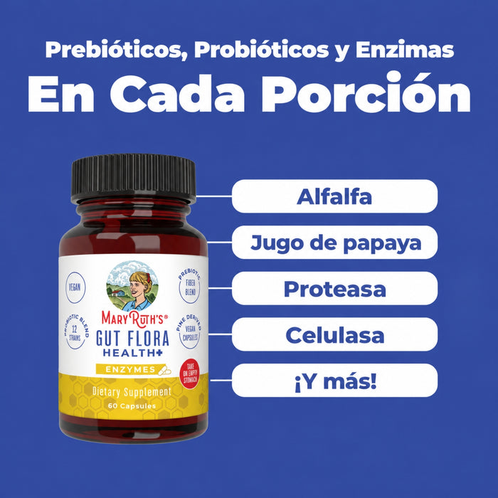 Kit #32 Gut Flora Health Probiótico + Prebiótico+ Enzimas (2 pack), MaryRuth's