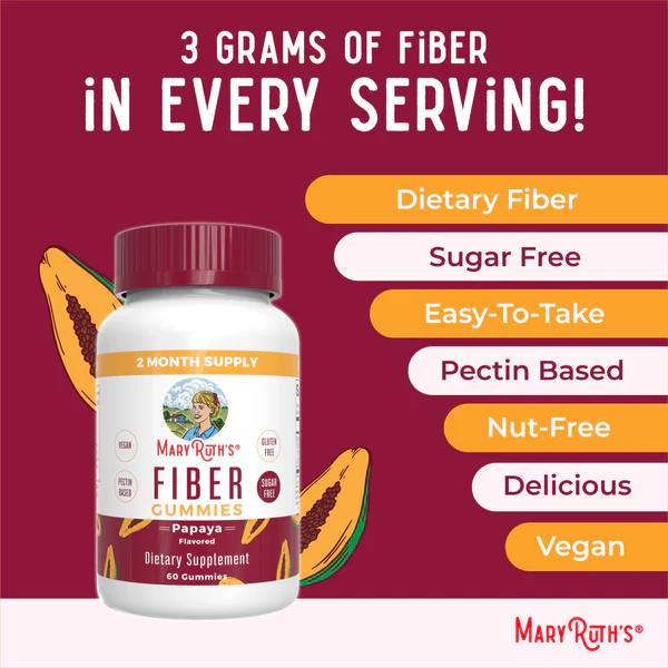 Fibra Sabor Papaya (60 gomitas), Mary Ruth´s