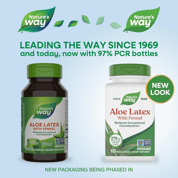 Latex de Aloe con Hinojo 140 mg (100 veg caps), Nature's Way
