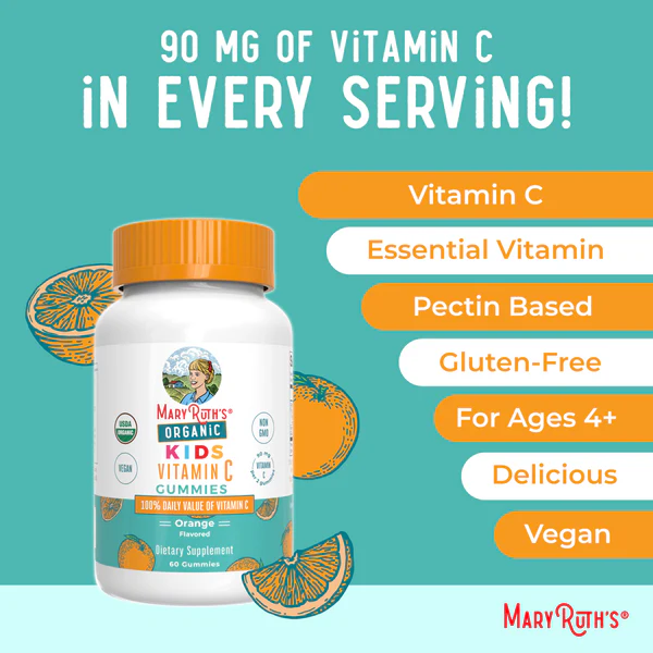 Vitamina C Organica Para Niños sabor Naranja (60 gomitas), Mary Ruth´s