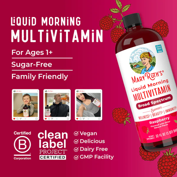 Multivitaminico Matutino Sabor Frambuesa, Liquido (30 fl oz 887 ml), Mary Ruth's