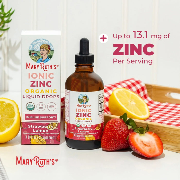 Zinc Ionico Sabor Fresa Limon, Liquido 120 ml (4 fl oz), Mary Ruth's