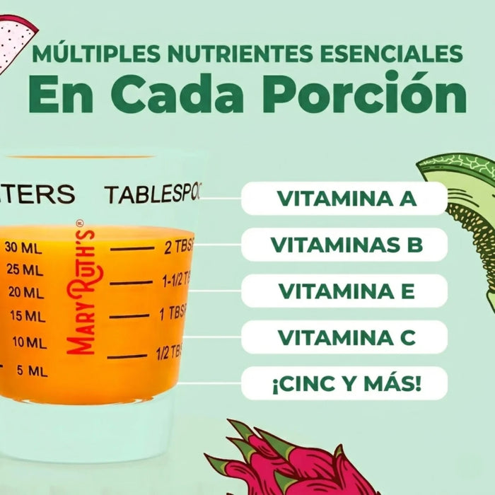Multivitaminico Matutino + Crecimiento del Cabello Sabor Pitaya-Melon, Liquido 450 ml (15.22 fl oz), Mary Ruth's